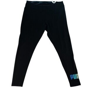 Puma Womens Black Active Leggings Size L Gradient Logo Athleticism